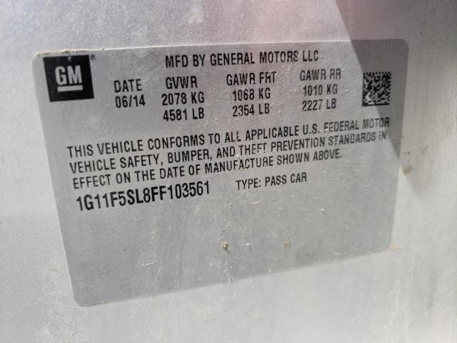 1G11F5SL8FF103561 - 2015 CHEVROLET MALIBU LTZ ვერცხლისფერი ფოტო 12