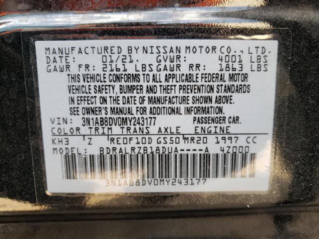 3N1AB8DV0MY243177 - 2021 NISSAN SENTRA SR BLACK photo 13