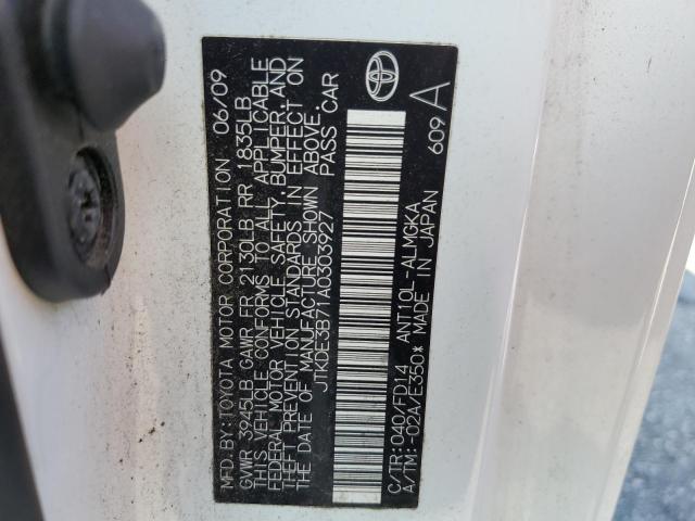 JTKDE3B71A0303927 - 2010 TOYOTA SCION TC 白色 照片 12