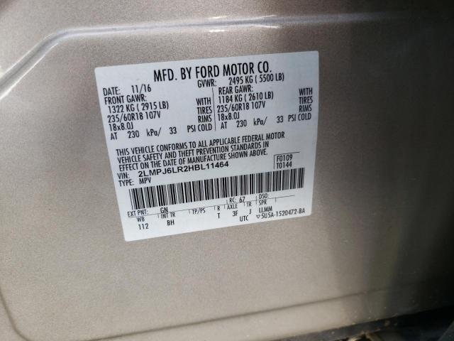 2LMPJ6LR2HBL11464 - 2017 LINCOLN MKX RESERVE 金色 照片 13