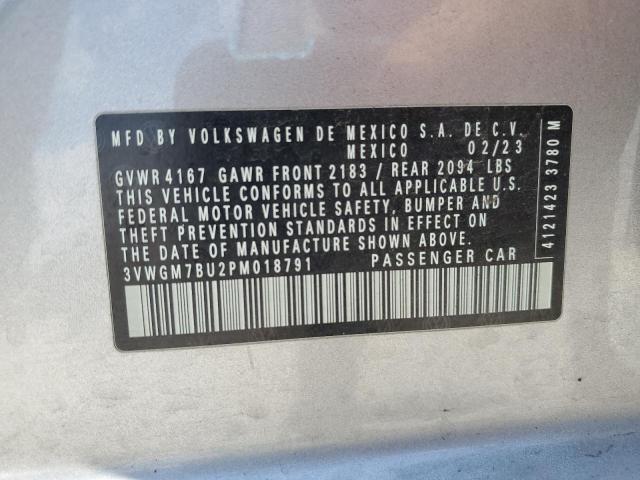 3VWGM7BU2PM018791 - 2023 VOLKSWAGEN JETTA SEL GRAY photo 12