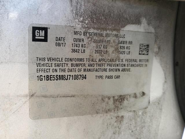 1G1BE5SM8J7108794 - 2018 CHEVROLET CRUZE LT 银色 照片 12