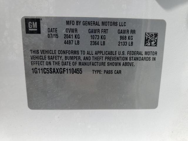 1G11C5SAXGF110455 - 2016 CHEVROLET MALIBU LIM LT WHITE photo 12