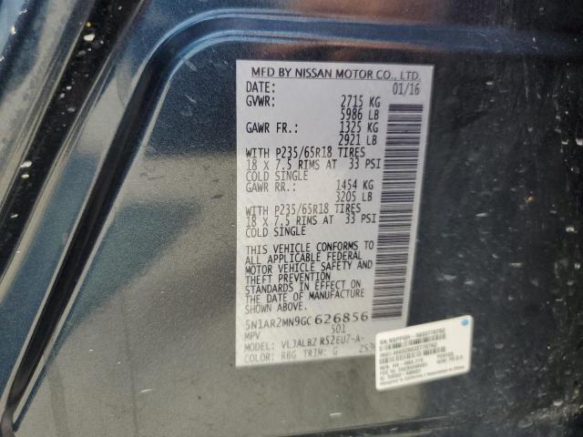 5N1AR2MN9GC626856 - 2016 NISSAN PATHFINDER S BLUE photo 13