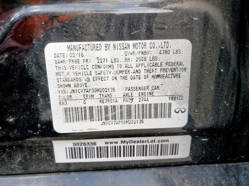 JN1CV7AP0GM202135 - 2016 INFINITI Q50 BASE BLACK photo 12