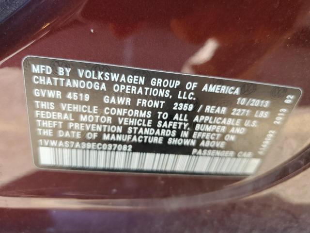 1VWAS7A39EC037082 - 2014 VOLKSWAGEN PASSAT S BURGUNDY photo 12