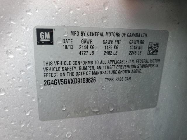 2G4GV5GVXD9158626 - 2013 BUICK REGAL GS SILVER photo 12