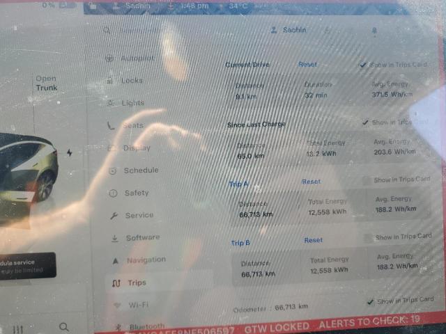 7SAYGAEE8NF506597 - 2022 TESLA MODEL Y 灰色 照片 9