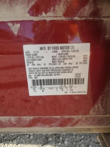 2LMPJ6LR8JBL18781 - 2018 LINCOLN MKX RESERVE Բորդո լուսանկար 13