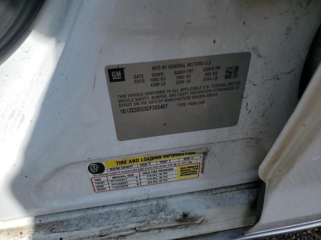 1G1ZC5EU3CF303467 - 2012 CHEVROLET MALIBU 1LT WHITE photo 12