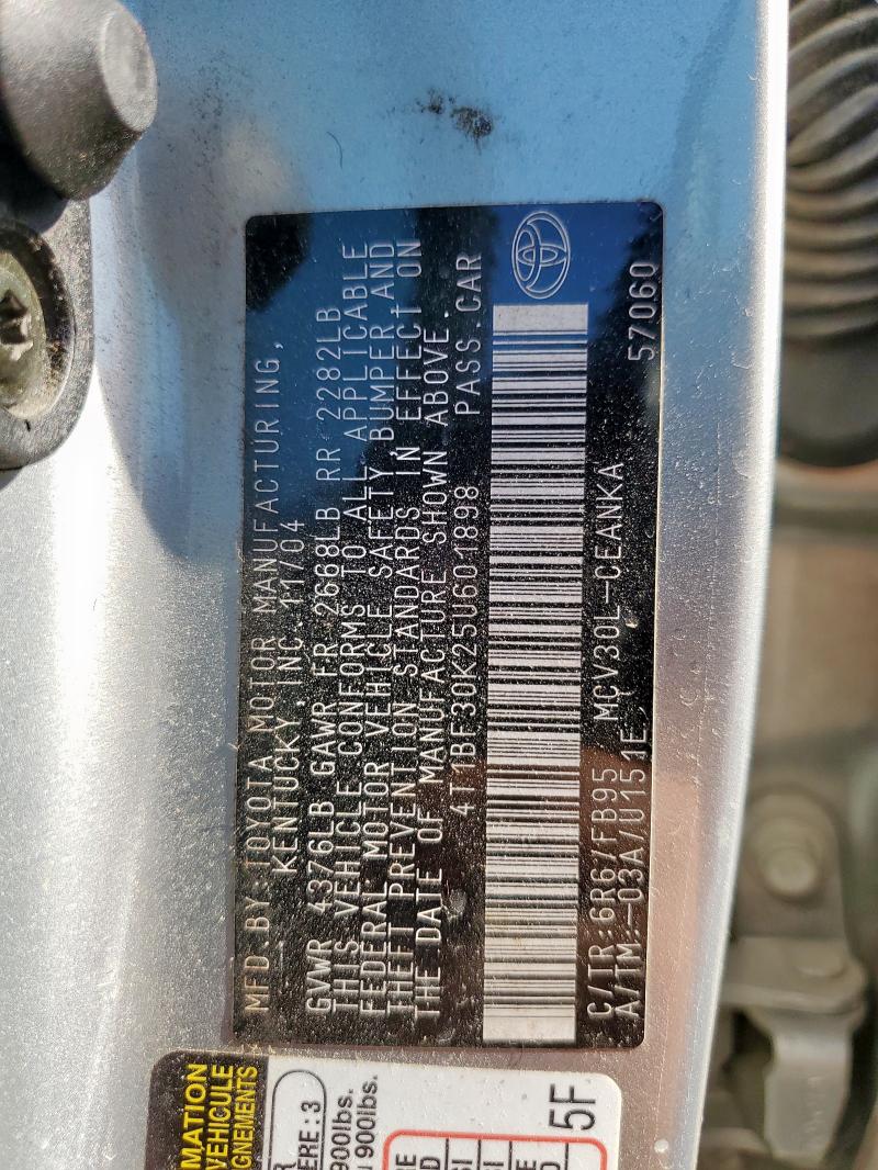 4T1BF30K25U601898 - 2005 TOYOTA CAMRY LE SILVER photo 13