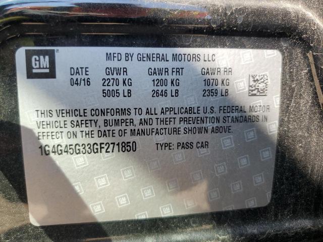 1G4G45G33GF271850 - 2016 BUICK LACROSSE SPORT TOURING BLACK photo 12