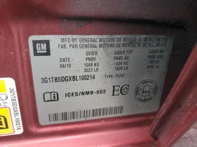 3G1TB5DGXBL100214 - 2011 CHEVROLET AVEO LS 红色 照片 13