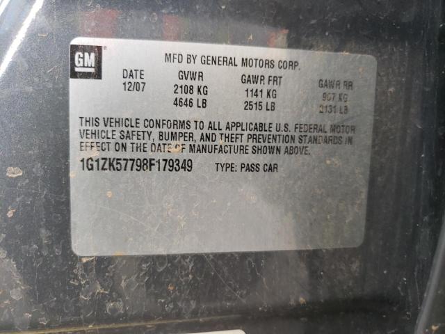 1G1ZK57798F179349 - 2008 CHEVROLET MALIBU LTZ ნაცრისფერი ფოტო 12