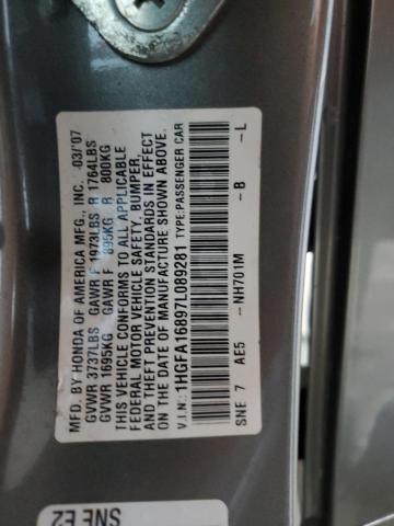 1HGFA16897L089281 - 2007 HONDA CIVIC EX TAN photo 12