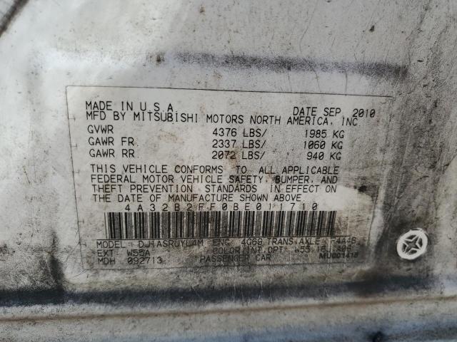 4A32B2FF0BE011710 - 2011 MITSUBISHI GALANT FE WHITE photo 12