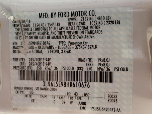 3LN6L5E98HR610676 - 2017 LINCOLN MKZ RESERVE 白色 照片 12