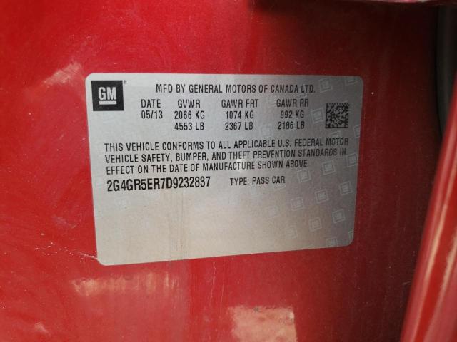 2G4GR5ER7D9232837 - 2013 BUICK REGAL RED photo 13