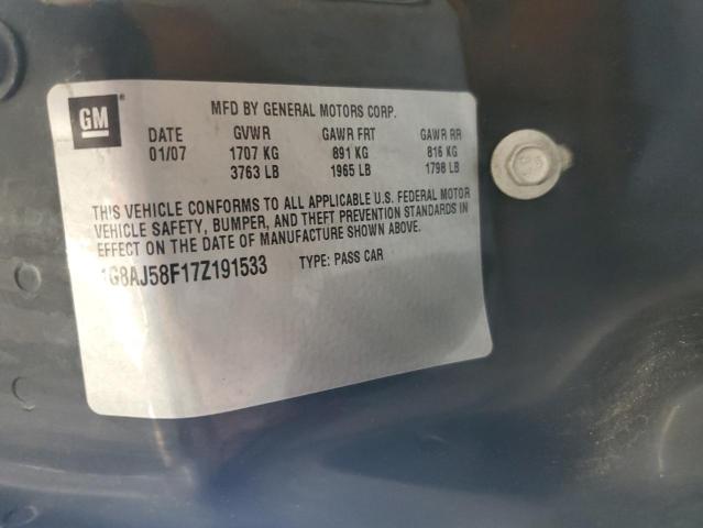 1G8AJ58F17Z191533 - 2007 SATURN ION LEVEL 2 SILVER photo 12