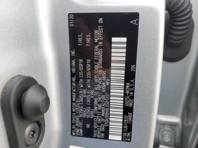 5TDHZRBHXLS501317 - 2020 TOYOTA HIGHLANDER XLE SILVER photo 14