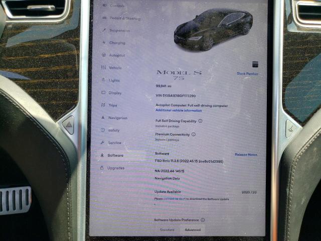 5YJSA1E18GF173290 - 2016 TESLA MODEL S أسود صورة 9