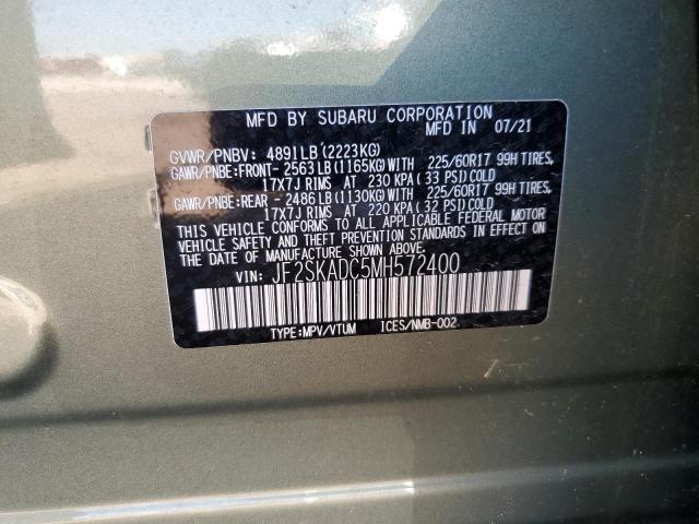 JF2SKADC5MH572400 - 2021 SUBARU FORESTER GREEN photo 14