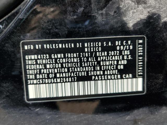 3VWC57BU5KM256817 - 2019 VOLKSWAGEN JETTA S შავი ფოტო 12