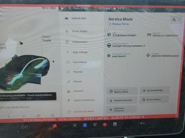 5YJ3E1EB4LF618961 - 2020 TESLA MODEL 3 Blanc photo 9