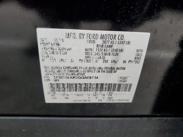 1FM5K8AR3GGA08134 - 2016 FORD EXPLORER POLICE INTERCEPTOR BLACK photo 12