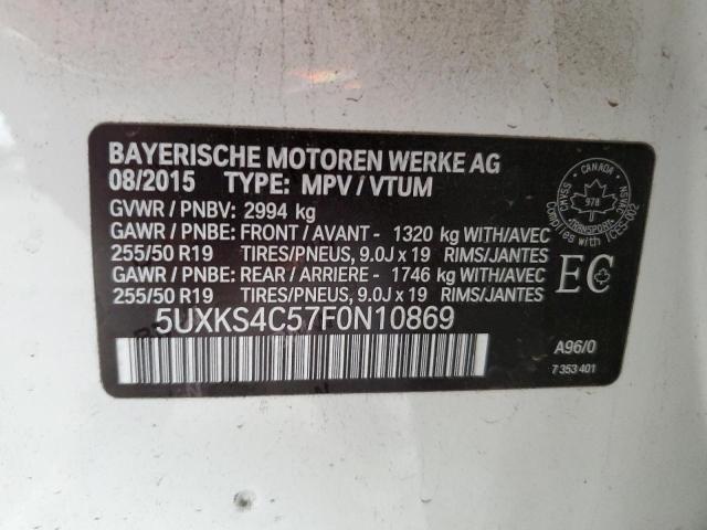 5UXKS4C57F0N10869 - 2015 BMW X5 XDRIVE35D WHITE photo 12