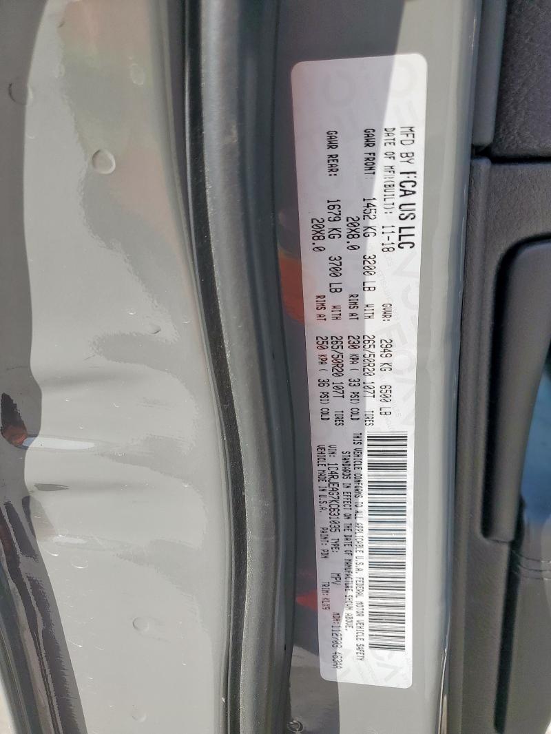 1C4RJEAG7KC631035 - 2019 JEEP GRAND CHER LAREDO Gris photo 13