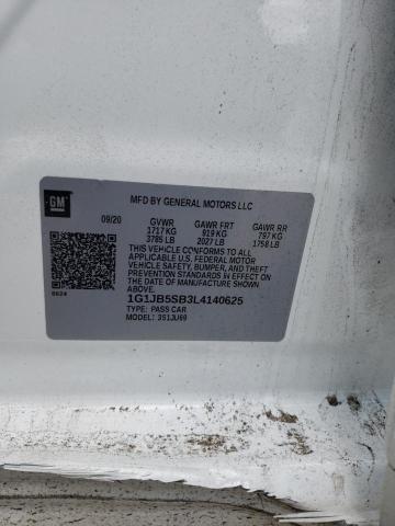 1G1JB5SB3L4140625 - 2020 CHEVROLET SONIC LS 白色 照片 12