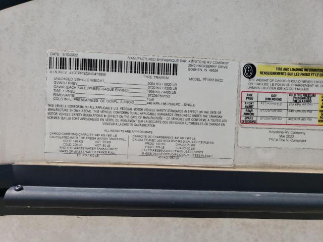 4YDTPPN2XND413858 - 2022 KEYSTONE PASSPORT Ақ фото 10