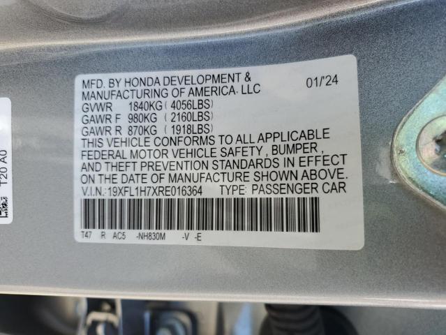 19XFL1H7XRE016364 - 2024 HONDA CIVIC EXL SILVER photo 12