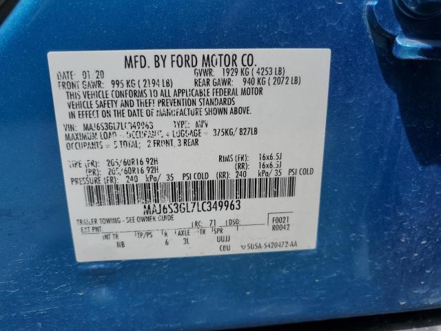 MAJ6S3GL7LC349963 - 2020 FORD ECOSPORT SE 蓝色 照片 14