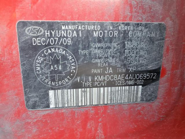 KMHDC8AE4AU069572 - 2010 HYUNDAI ELANTRA TO GLS RED photo 12