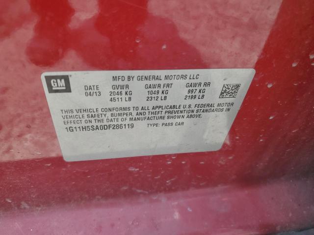 1G11H5SA0DF286119 - 2013 CHEVROLET MALIBU LTZ 红色 照片 12