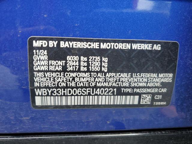 WBY33HD06SFU40221 - 2025 BMW I4 M50 BLUE photo 12