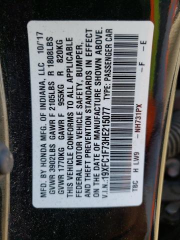 19XFC1F73HE215077 - 2017 HONDA CIVIC EXL BLACK photo 13