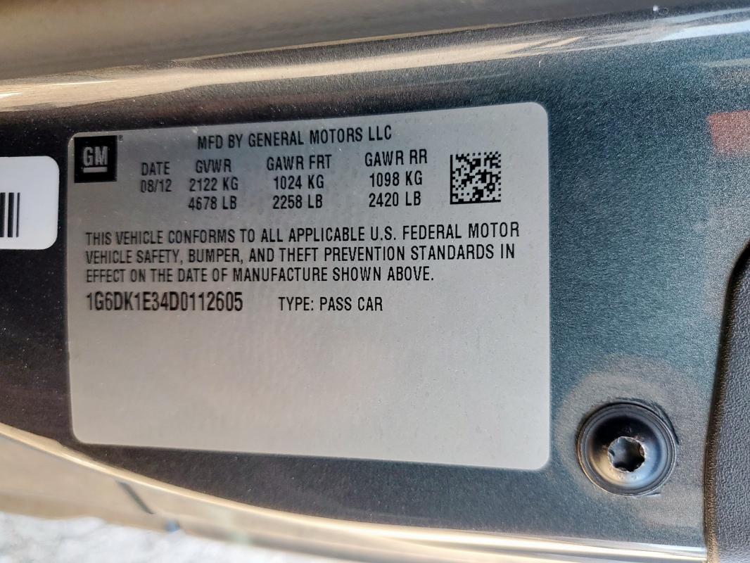 1G6DK1E34D0112605 - 2013 CADILLAC CTS PERFORMANCE COLLECTION Серый фото 12