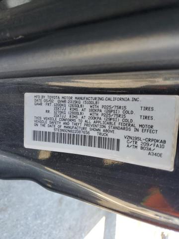 5TESN92N82Z087656 - 2002 TOYOTA TACOMA XTRACAB PRERUNNER შავი ფოტო 12