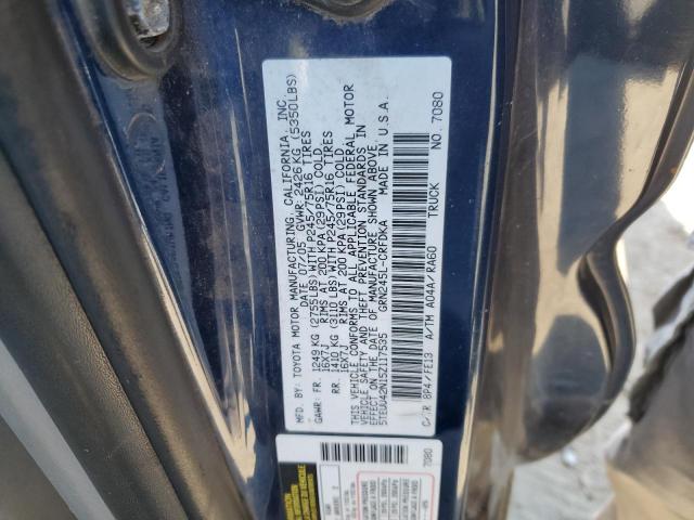 5TEUU42N15Z117535 - 2005 TOYOTA TACOMA ACCESS CAB ლურჯი ფოტო 12