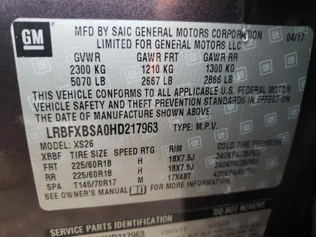 LRBFXBSA0HD217963 - 2017 BUICK ENVISION P ESSENCE გრაფიტი ფოტო 14