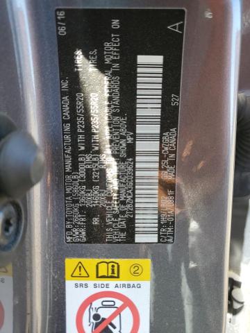 2T2BZMCA3GC039624 - 2016 LEXUS RX 350 BASE 灰色 照片 12