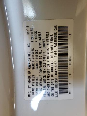 1HGCR2F74GA218287 - 2016 HONDA ACCORD EX Белый фото 13