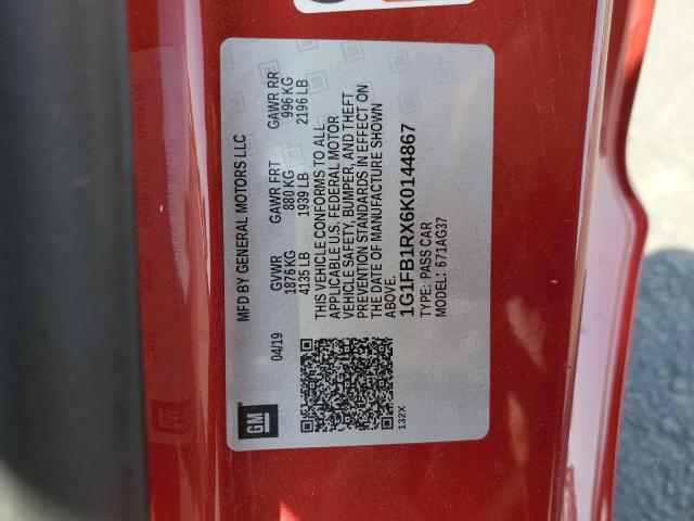 1G1FB1RX6K0144867 - 2019 CHEVROLET CAMARO LS Burgund zdjęcie 12