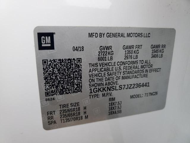 1GKKNSLS7JZ236441 - 2018 GMC ACADIA SLE თეთრი ფოტო 13