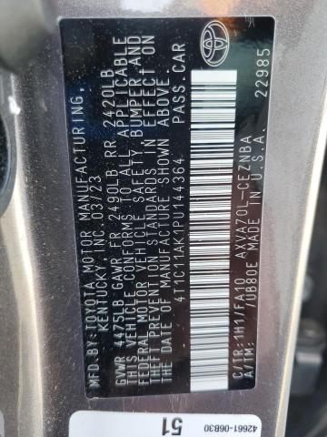 4T1C11AK1PU144364 - 2023 TOYOTA CAMRY LE GRAY photo 12