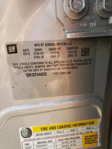 1G4GB5GR1CF344332 - 2012 BUICK LACROSSE CONVENIENCE Srebrny zdjęcie 12