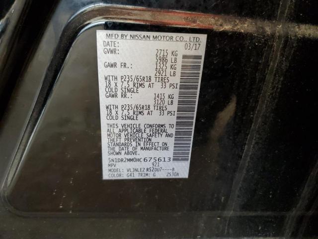 5N1DR2MM0HC675613 - 2017 NISSAN PATHFINDER S BLACK photo 14